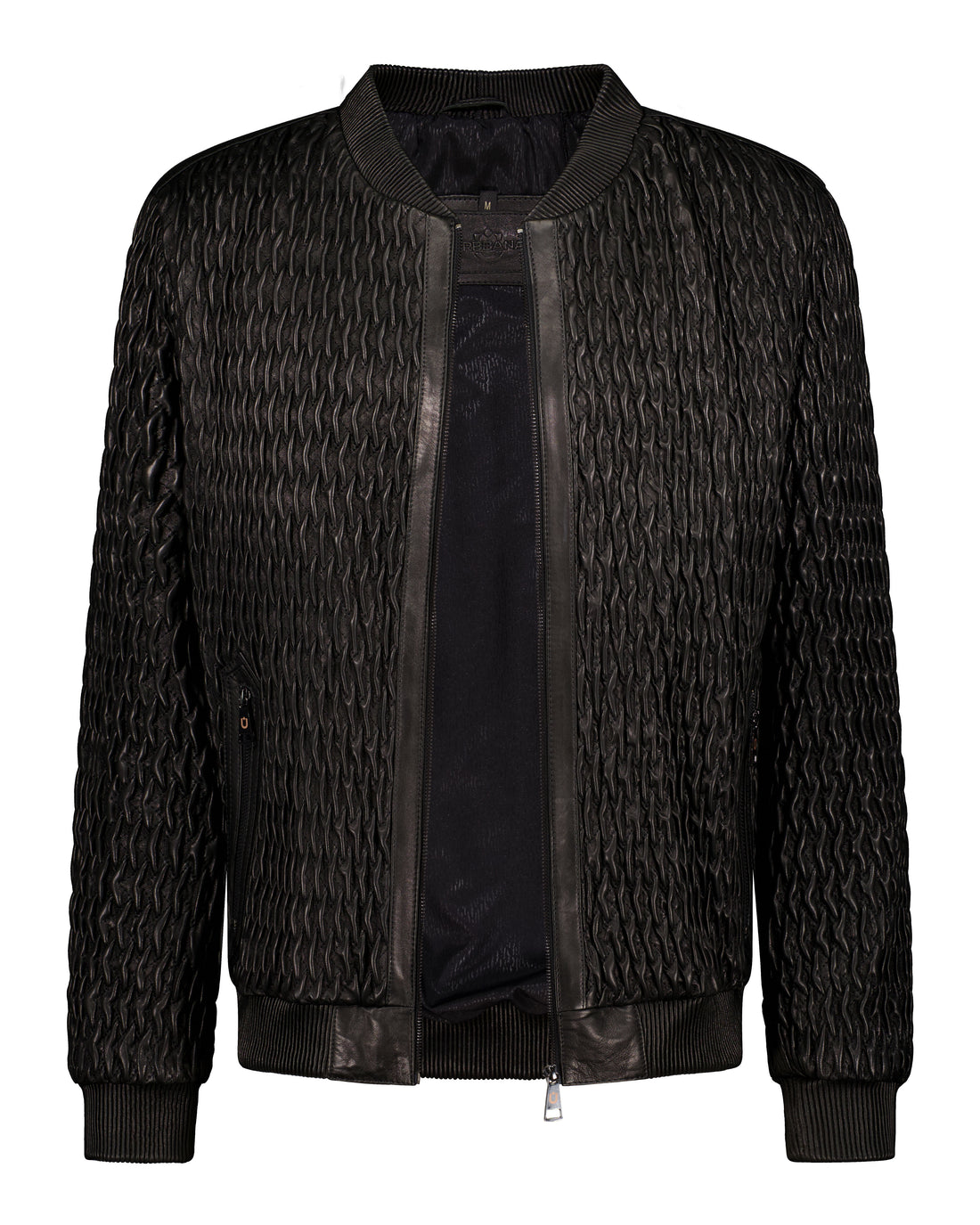 Icon Ruched Leather Bomber - Black - Leather Jacket by Urbbana
