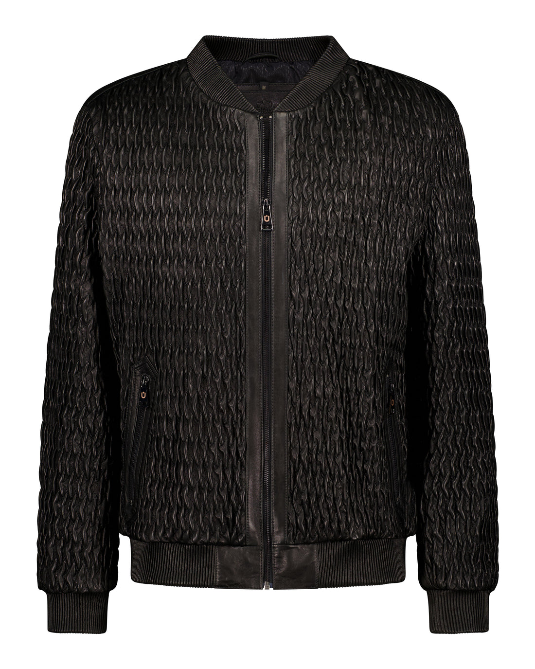 Icon Ruched Leather Bomber - Black - Leather Jacket by Urbbana