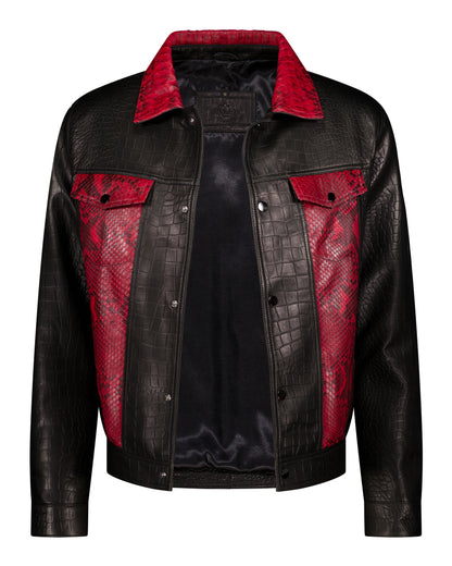 Presley - Black and Red Python and Lambskin Jacket