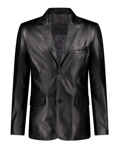 De Niro - Black Leather Blazer