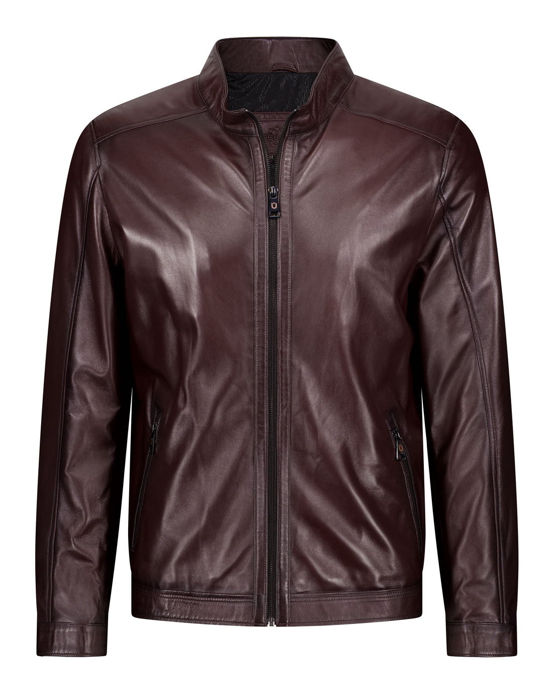 Lambskin Leather Minimal Jacket - Bordo