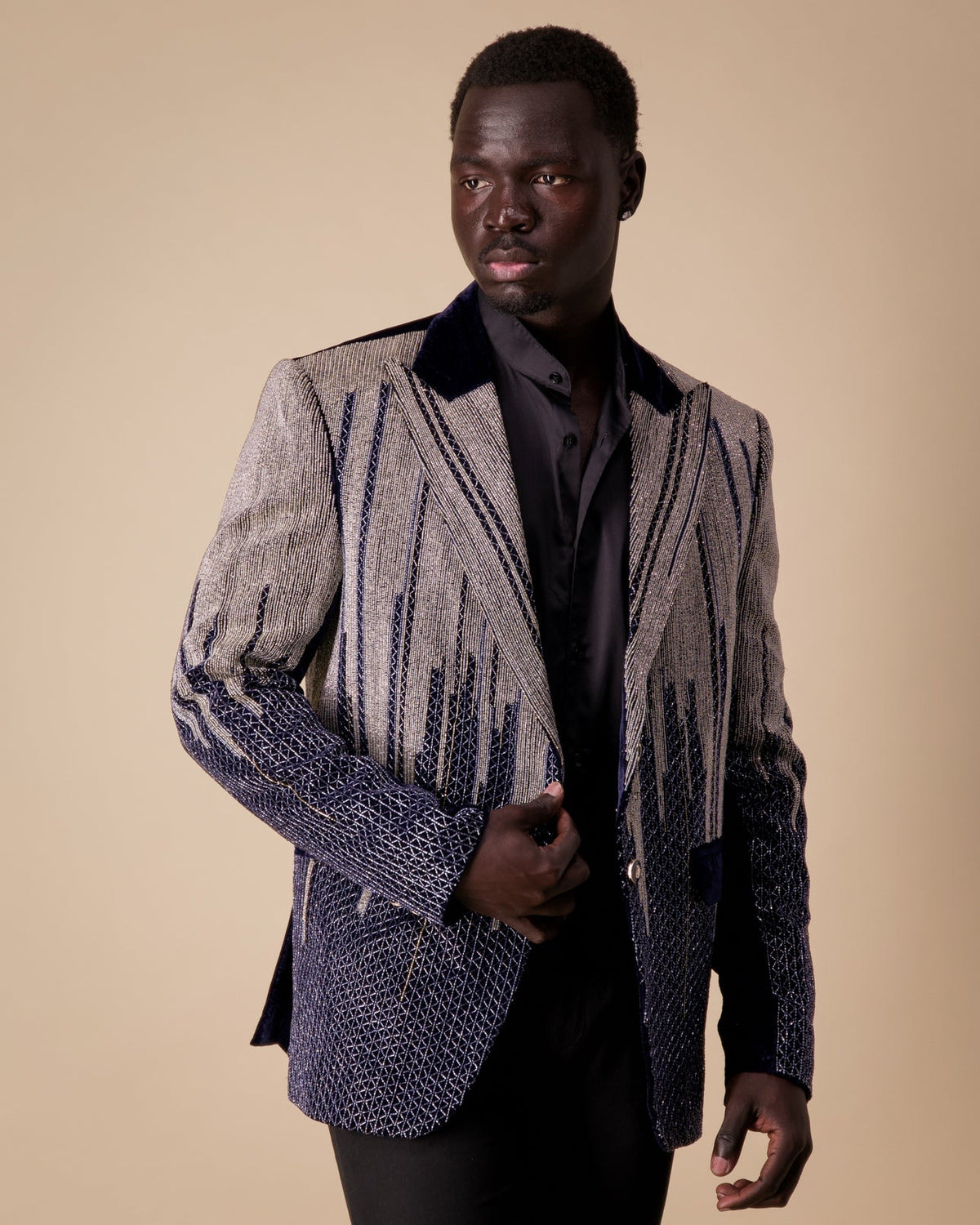 Inception Crystal Beaded Ceremony - Jacket Black