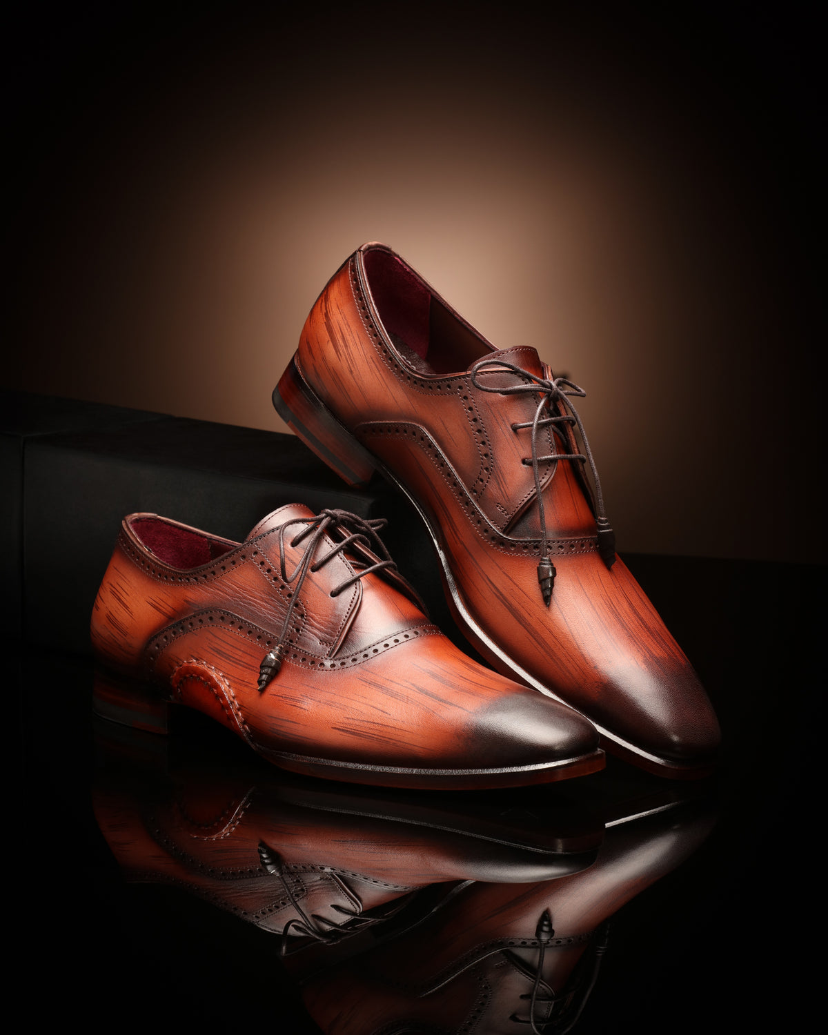 Santorini Brogue Patina Dress Shoes - Brown - Luxury Shoes by Urbbana