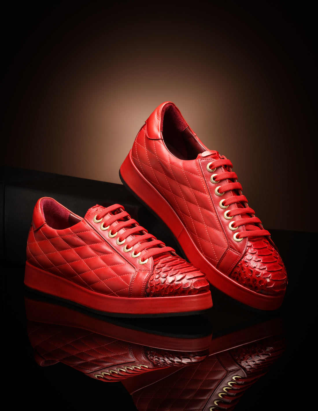 URBBANA : Danilo Python Sneakers - Ruby Red