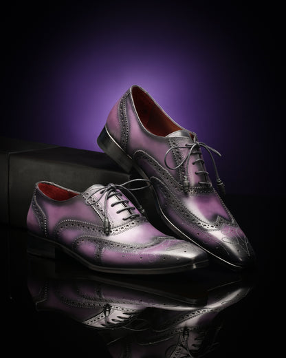 Leonard Patina Brogue Dress Shoes - Violet