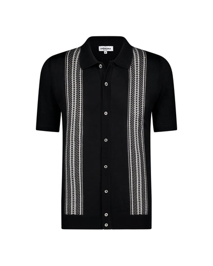 The Marlon Knitted Polo Shirt - Black