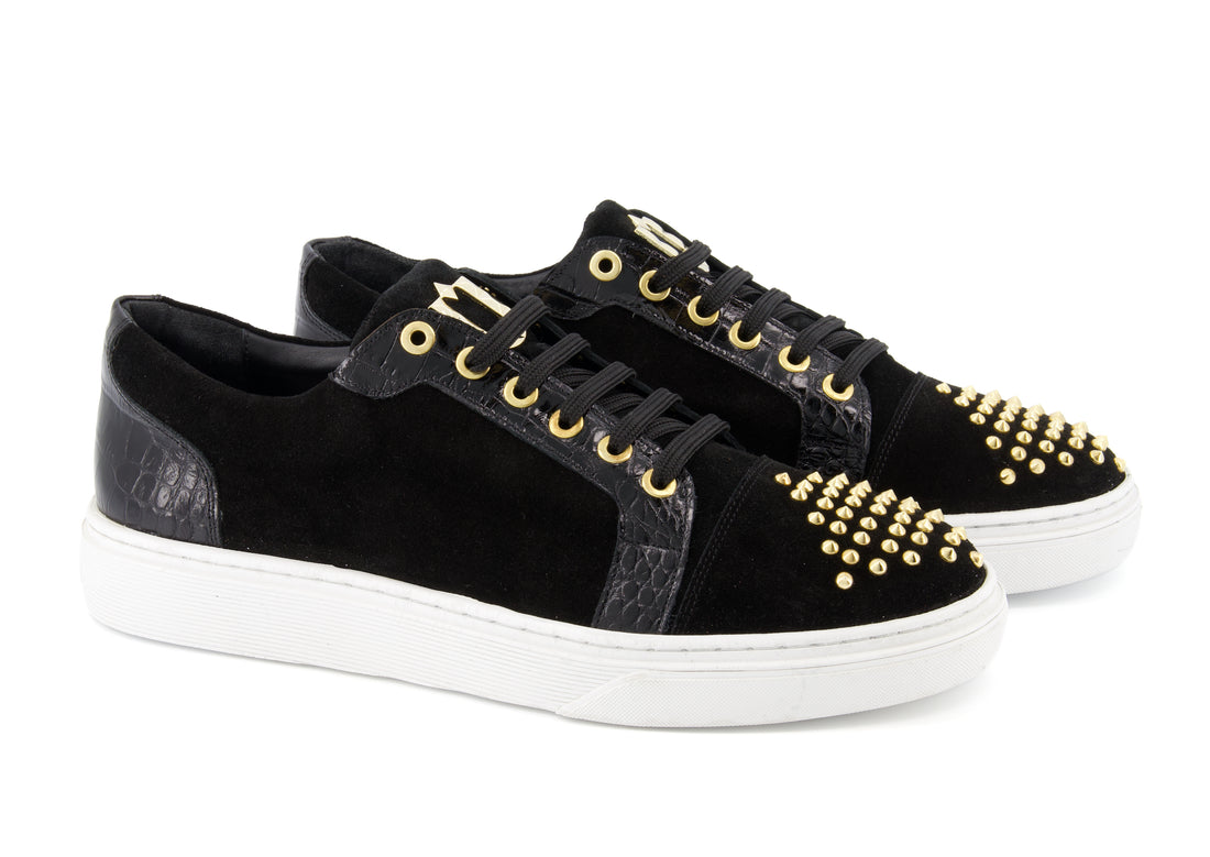 Suede Stud Sneakers - Black - Sneaker by Urbbana