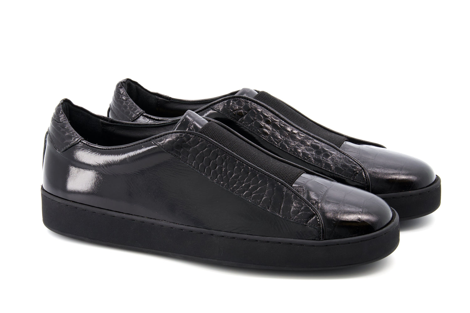 Miguel Croc Embossed Sneakers - Black