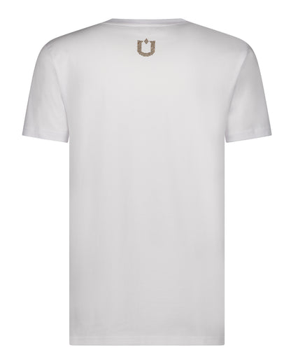 Fine Cotton T-shirt with Crystal Claw Embellishment - White