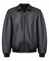 Black fully braided leather bomber jacket front view