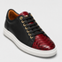 The Danilo Python Sneakers in black leather with ruby red python skin
