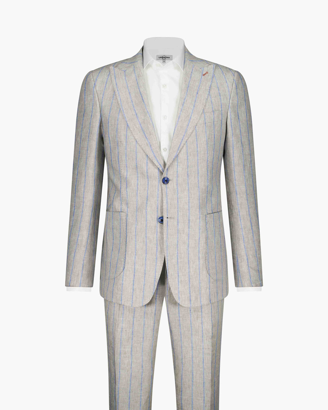 Sonny Linen Suit - Grey / Blue Strip - by Urbbana