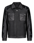 Black pocketed horsehair leather jacket front view