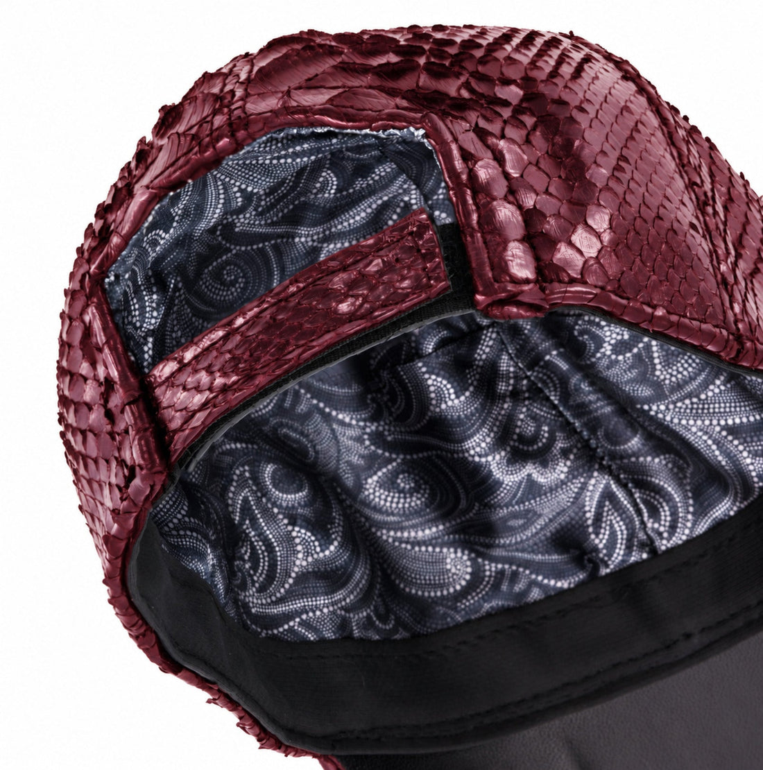 Nuno Python Skin Cap - Burgundy - View 2 - URBBANA