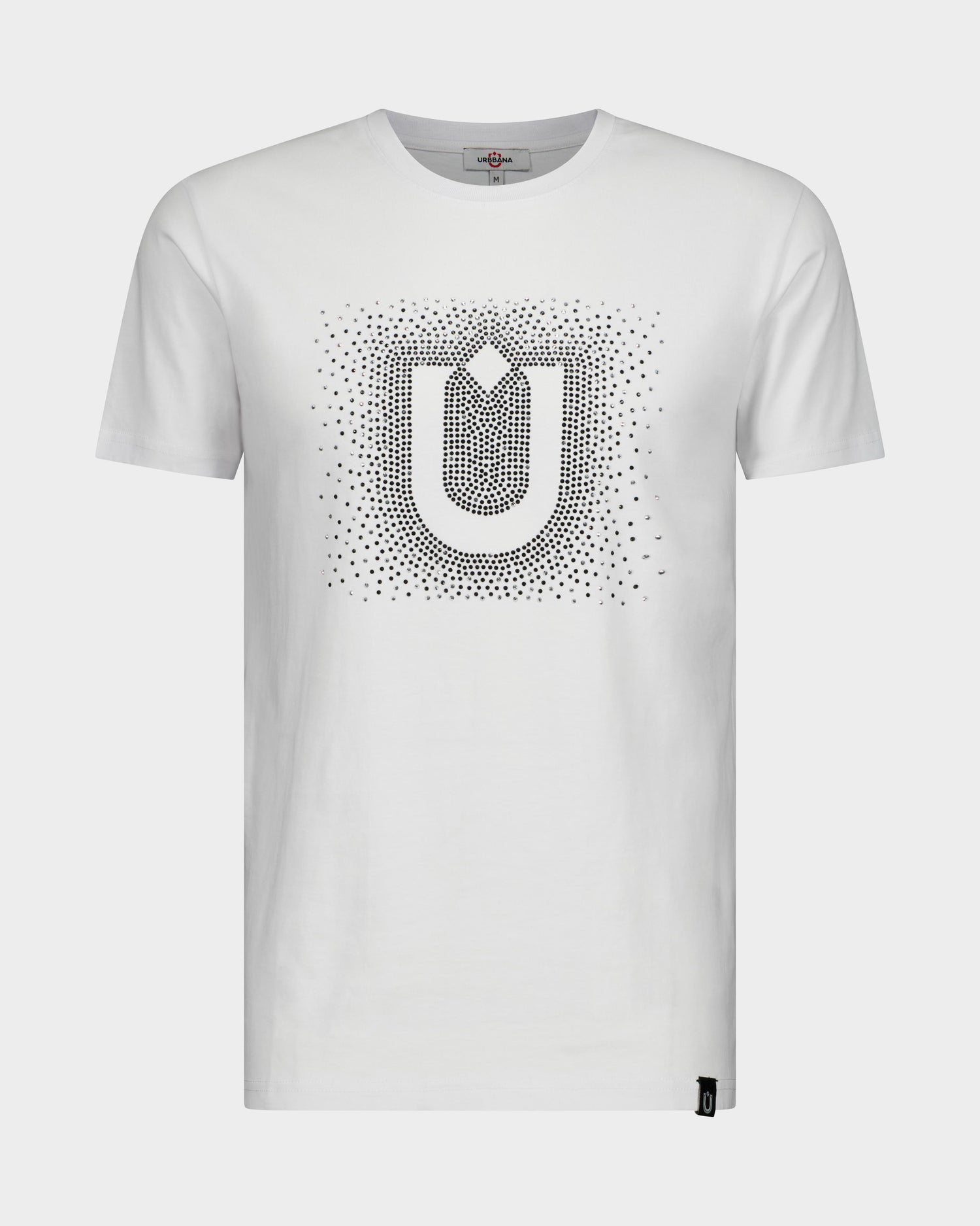 Fine Cotton T-shirt with Crystal U Embellishment - White