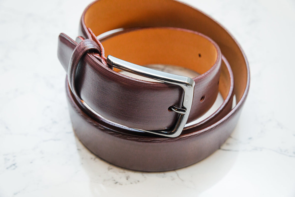 The Patina Belt - Burgundy — alternate angle