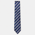 The Ancona Tie – navy, light blue and silver diagonal stripe silk tie on a light grey background