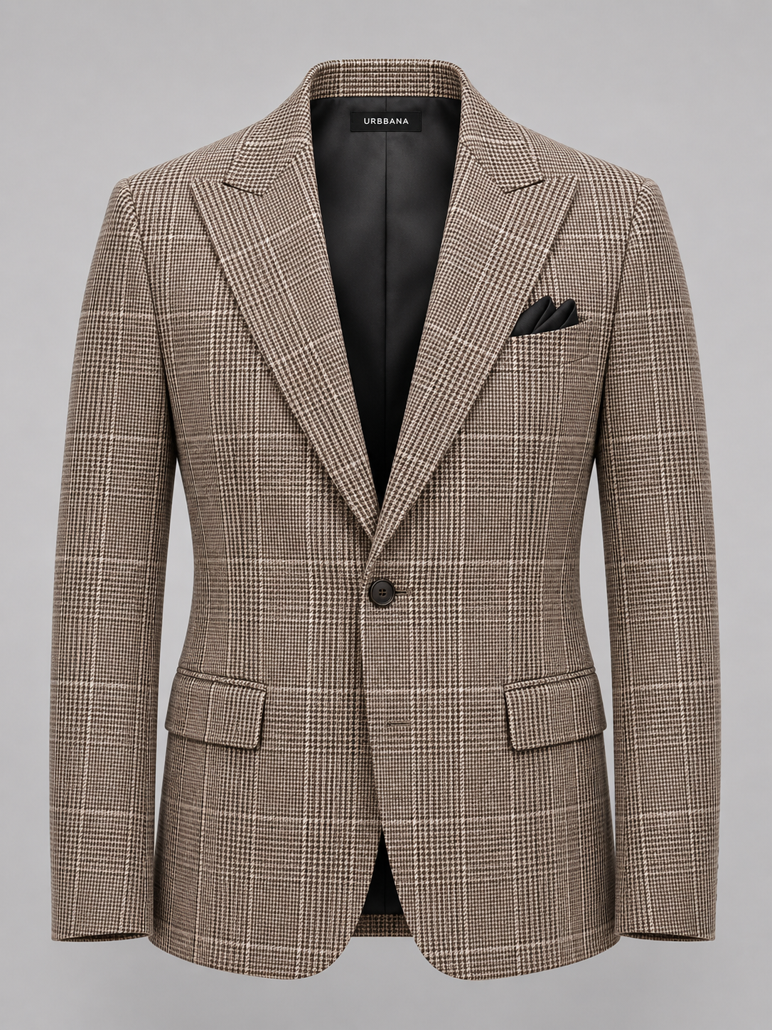 Brown Ascot single-breasted blazer in a refined glen check.