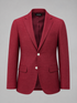 Cherry red Ascot single-breasted blazer with notch lapels and flap pockets.