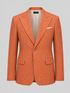Mandarin orange Ascot single-breasted blazer with notch lapels and flap pockets.