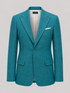 Teal blue Ascot single-breasted blazer with notch lapels and flap pockets.