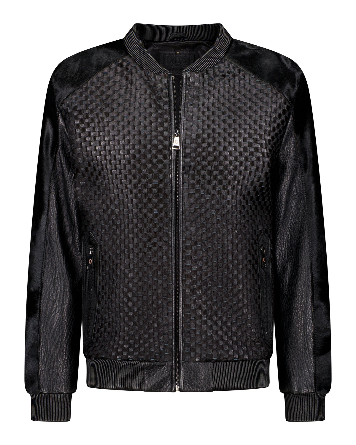 URBBANA black horsehair leather jacket.