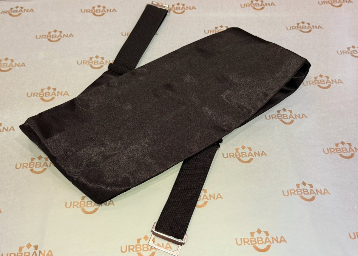 URBBANA black satin cummerbund.