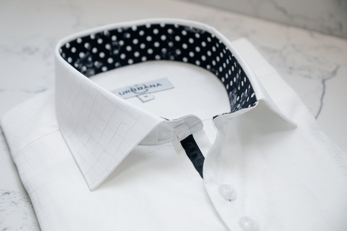 Croc Jacquard Shirt - White - Shirt by Urbbana