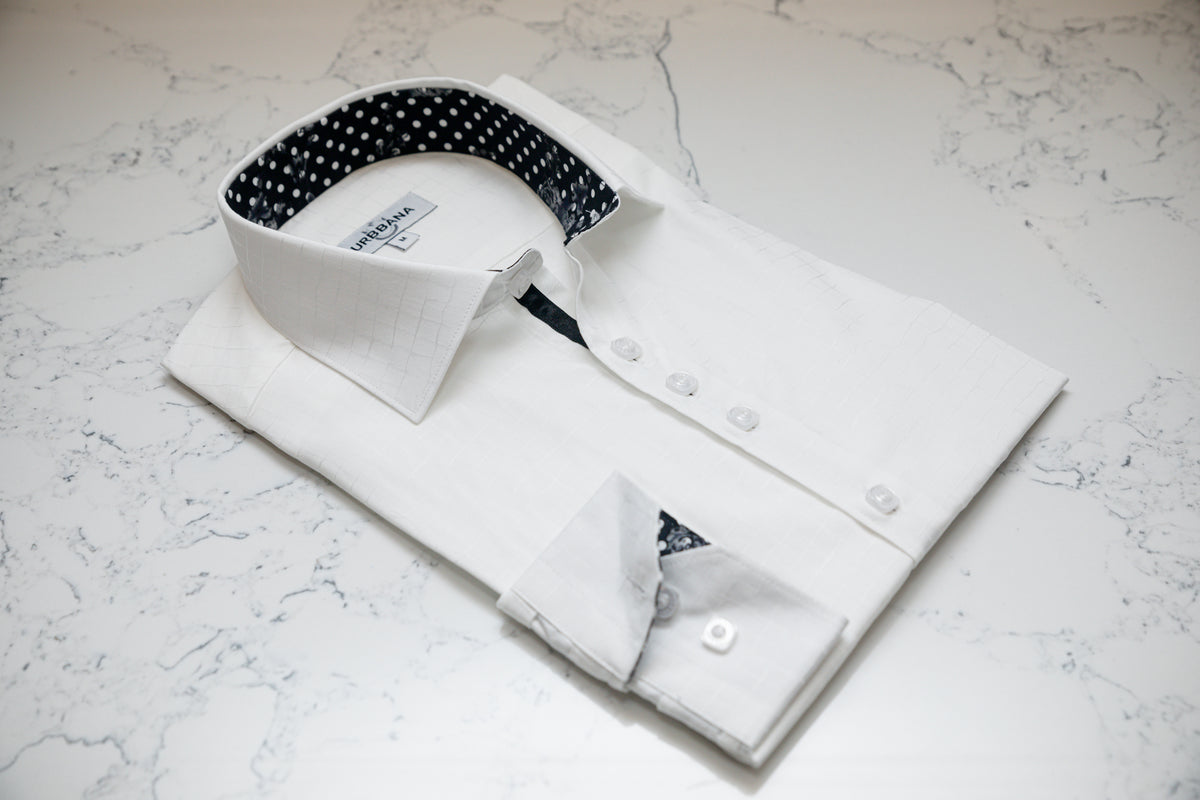 Croc Jacquard Shirt - White - Shirt by Urbbana