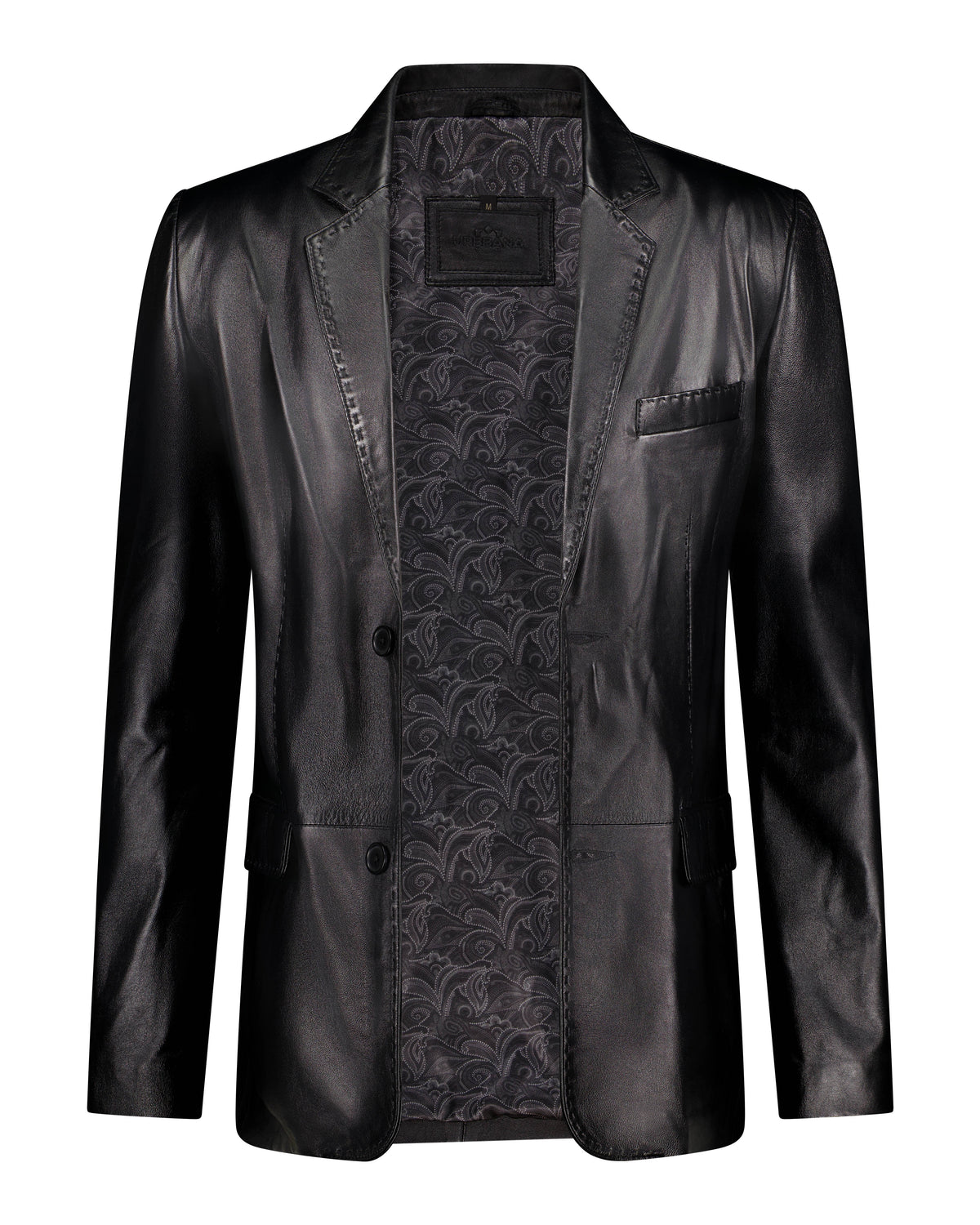 URBBANA De Niro black leather blazer.