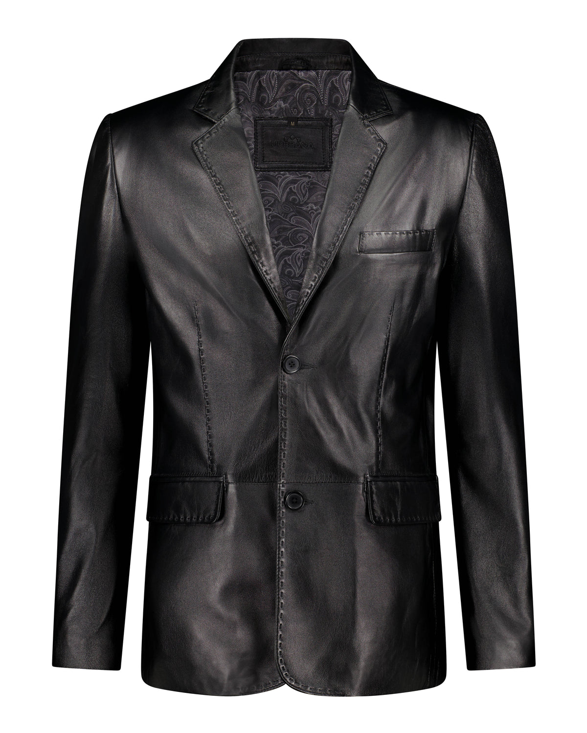 URBBANA De Niro black leather blazer.