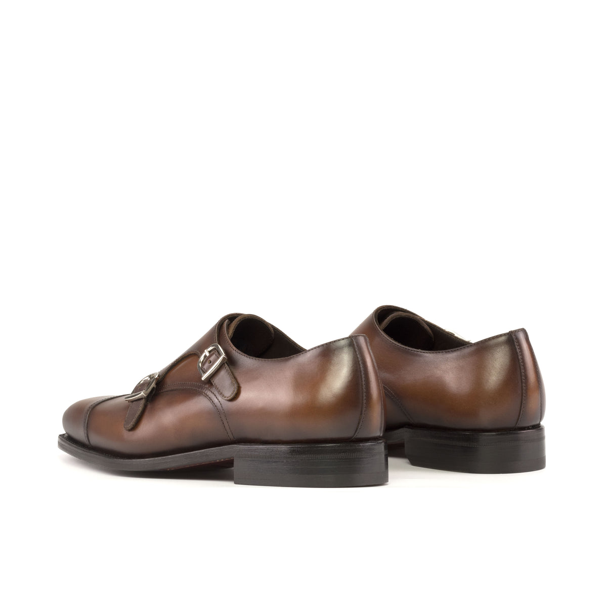 URBBANA Double Monk Goodyear Welted Light Burnishing Box Calf medium Brown angled view 6.