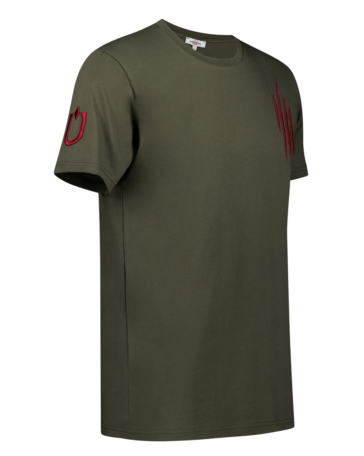 Fine Cotton T-shirt with Claw Embroidery - Khaki Green - t-shirt by Urbbana