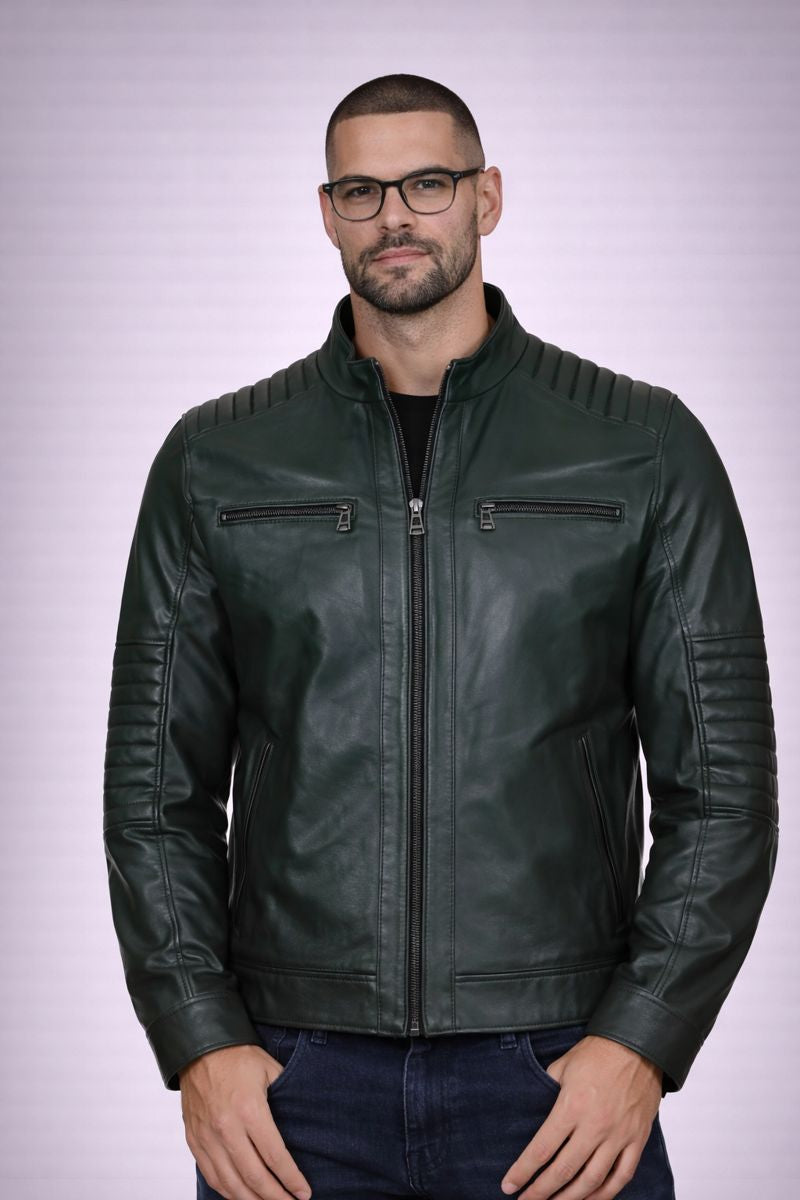 URBBANA Lambskin Leather Jacket Green.