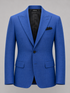 Royal blue Melvin single-breasted blazer with notch lapels and flap pockets.