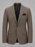 Taupe brown Melvin single-breasted blazer with notch lapels and flap pockets.