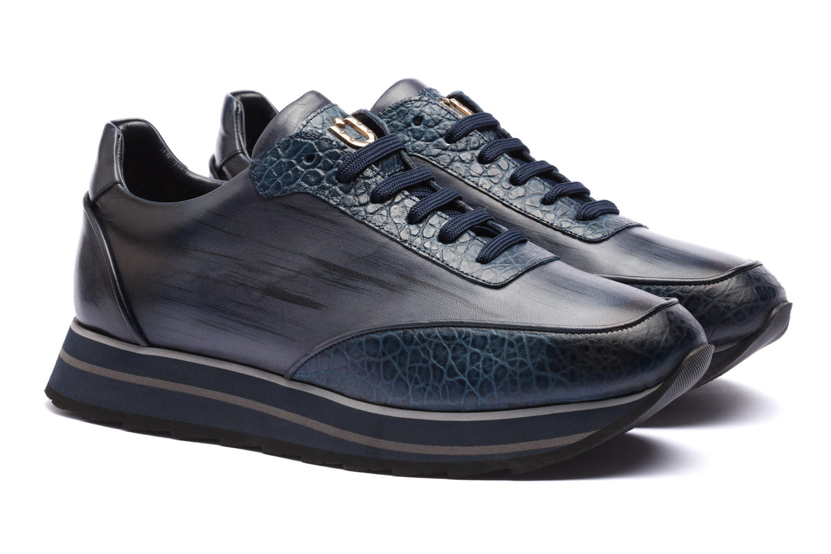 URBBANA navy leather sneakers.