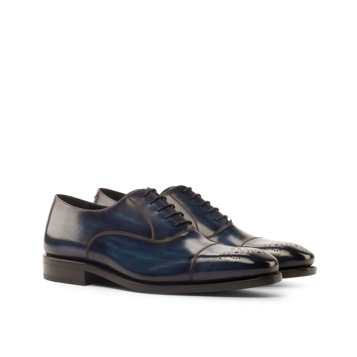 URBBANA Oxford Goodyear Welted Patina Medium Crust Patina Denim angled view 5.