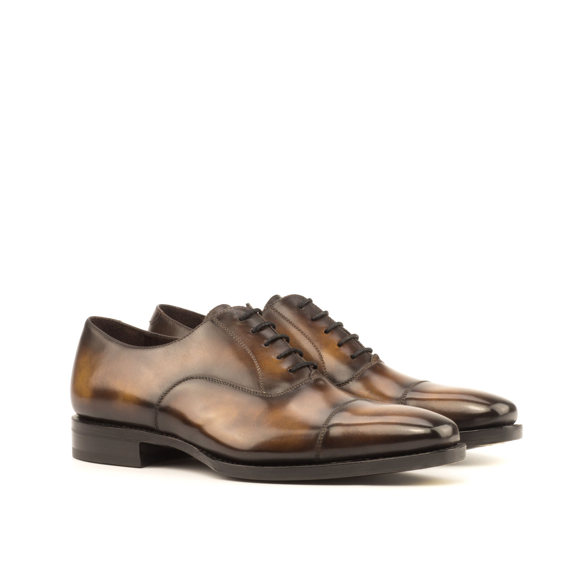 URBBANA Oxford Goodyear Welted Patina Medium Crust Patina Tobacco angled view 5.