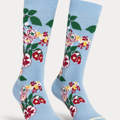 Detail view of Paradis floral dress socks by URBBANA