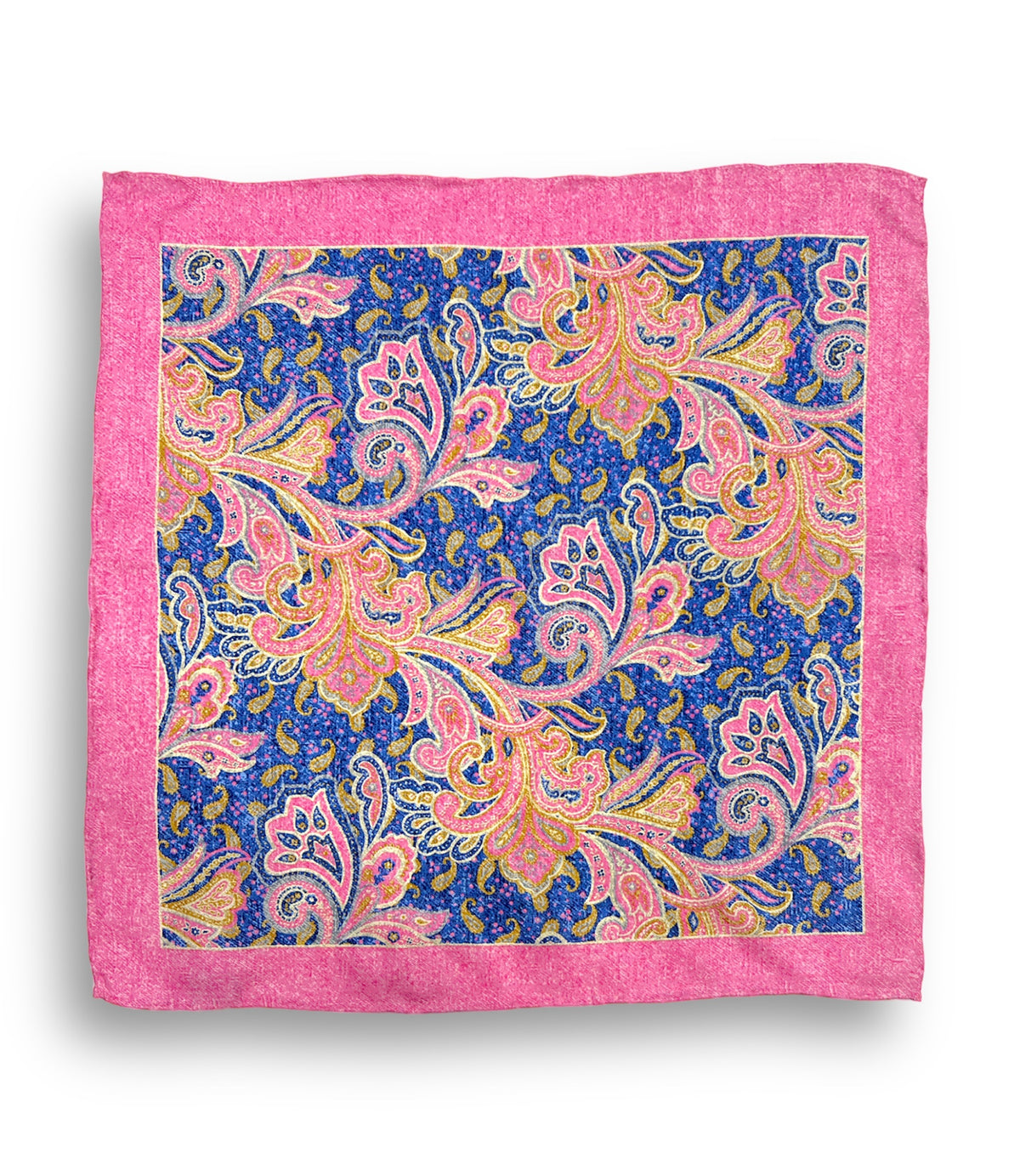 URBBANA pink and blue paisley pocket square.