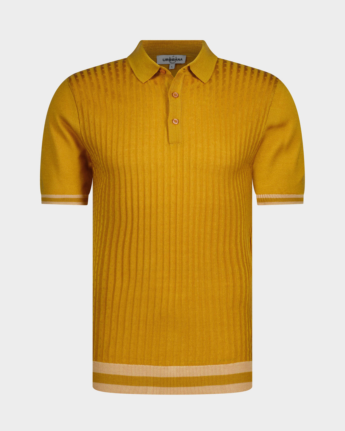 URBBANA Sonny mustard knitted polo shirt.