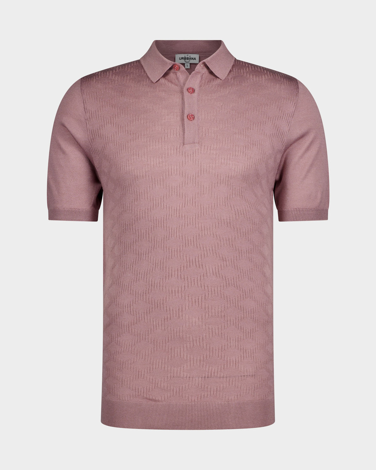 URBBANA Sonny pastel pink knitted polo shirt.