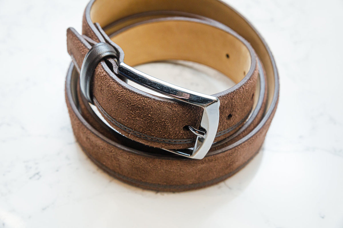 The Telles Brown Suede Belt — original alternate angle