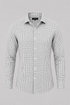 Grey Warhol check shirt with a fine geometric pattern, shown from the front.