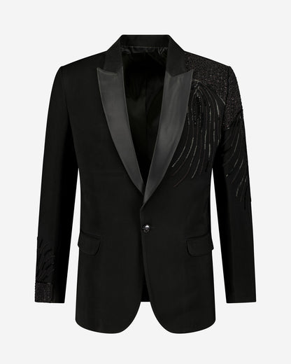 Versailles Ceremony Jacket — opulent baroque jacquard jacket with intricate crystal-beaded embroidery and gold detailing, ideal for formal occasions