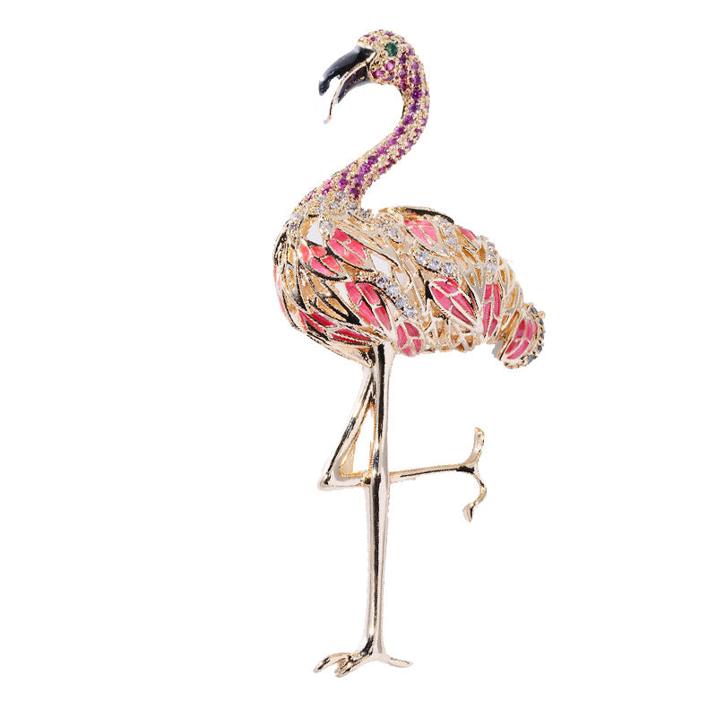 Embellished Elysian Flamingo Lapel pin
