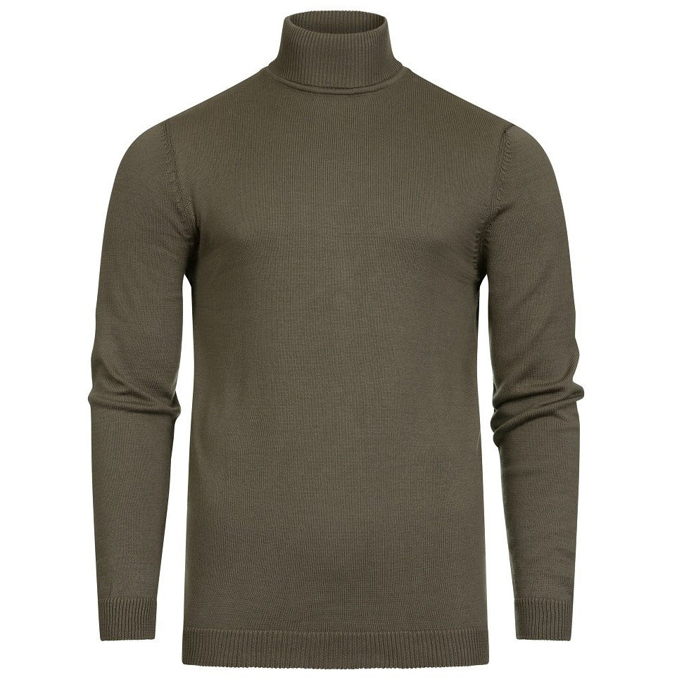 Khaki Turtleneck Sweater - Sweater by Urbbana