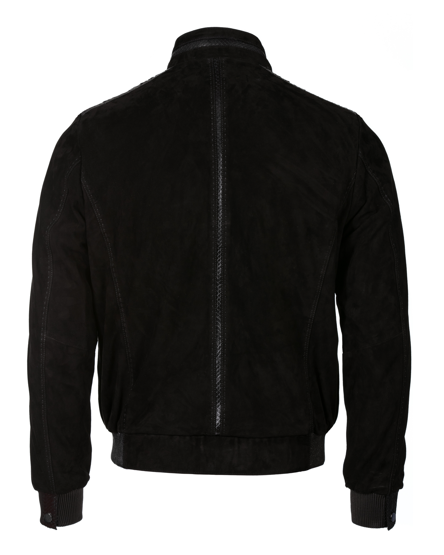 Lambskin Leather Jacket - Black Suede &amp; Snake - Leather Jacket by Urbbana