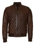 Lambskin Leather Jacket - Brown Diamond - Leather Jacket by Urbbana